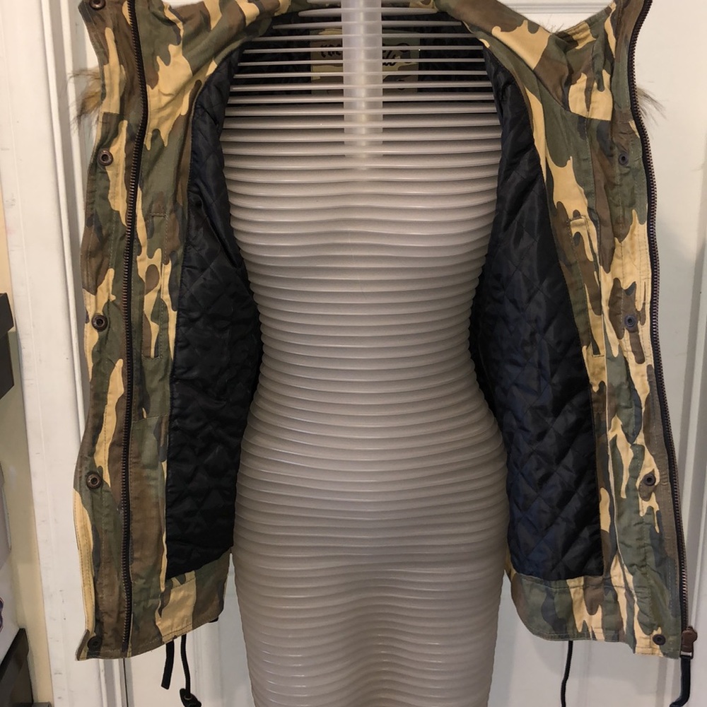 NWT Rockstar & Angels Removable fur hoodie jacket camouflage army - Picture 11 of 16